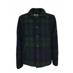 FRONT STREET 8 blue / green checked man shirt jacket art FW76 / B MADE IN ITALY