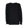 H953 heavy black English rib crew neck sweater art HS3406 61% superfine wool 130's 39% polyamide MADE IN ITALY
