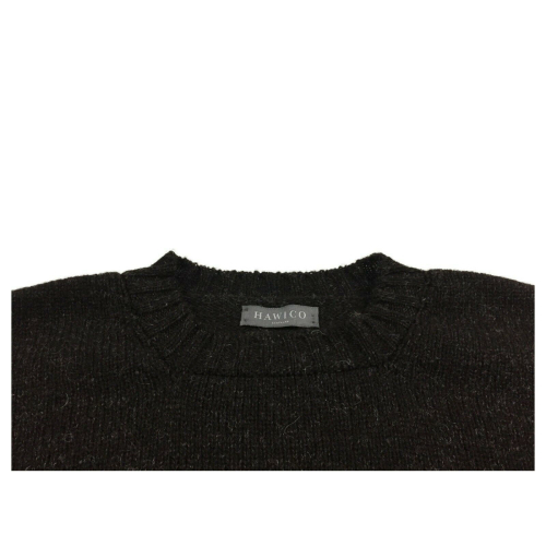 HAWICO Men's crew neck sweater BURNSIDE Shetland Black 100% shetland wool MADE IN SCOTLAND new