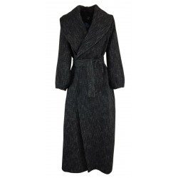 PRET A PORTER VENEZIA cappotto donna lungo sciallato fantasia blu/grigio/bianco art OLAF MADE IN ITALY