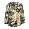 ALDO MARTINS ecru / green / brick patterned woman blouse art 5730 LISA MADE IN SPAIN