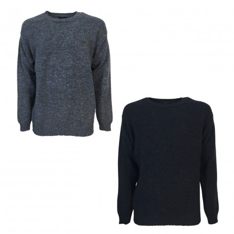 HAWICO Men's crew neck sweater BURNSIDE Blue and Avio 100% shetland wool MADE IN SCOTLAND