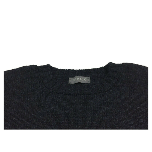 HAWICO Men's crew neck sweater BURNSIDE Blue and Avio 100% shetland wool MADE IN SCOTLAND