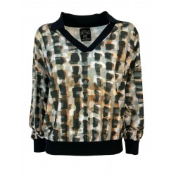 ALDO MARTINS woman jersey polo shirt fantasy black / green art 5733 MARGOT MADE IN SPAIN