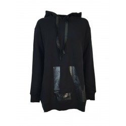 LIVIANA CONTI maxi black brushed woman sweatshirt art F1WW46 100% cotton