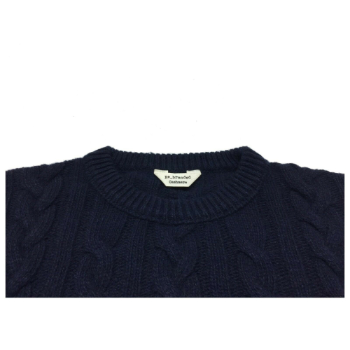 RE_BRANDED blue braids crew neck sweater art U1WC02 85% recycled cashmere 15% other fibers MADE IN ITALY