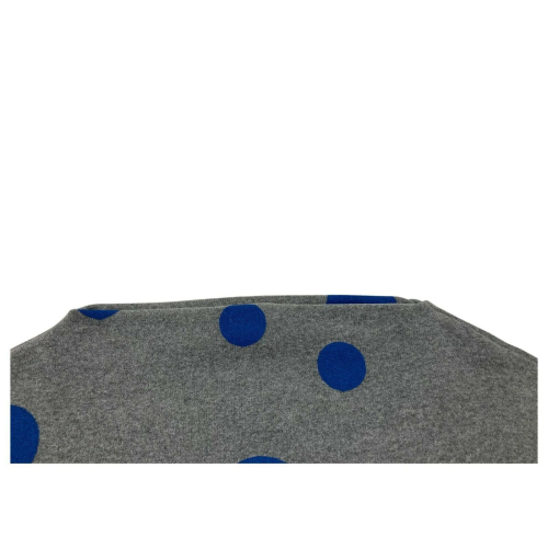 NEIRAMI woman sweater with flared boat neckline gray polka dot bluette art B125BO / N / W1 MADE IN ITALY