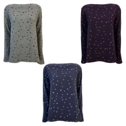 NEIRAMI woman sweater with flared boat neckline small polka dots art B11PS-N / W1 MADE IN ITALY