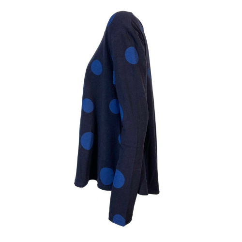 NEIRAMI maglia giro ampio trapezio blu pois bluette art T473BO MADE IN ITALY