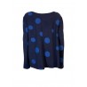 NEIRAMI blue wide trapezium sweater with bluette polka dots art T473BO MADE IN ITALY