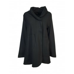 TADASHI black flared heavy woman sweatshirt jacket art TAI226027 100% cotton MADE IN ITALY