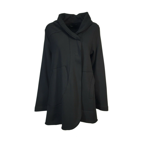 TADASHI black flared heavy woman sweatshirt jacket art TAI226027 100% cotton MADE IN ITALY