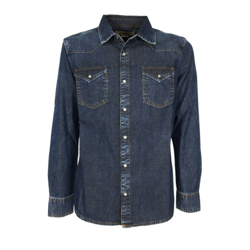 REIGN light used denim western man shirt art 12511616 WALTER ZUGO 100% cotton MADE IN ITALY