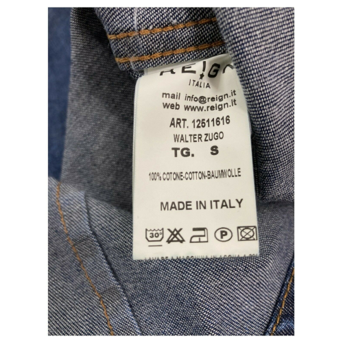 REIGN light used denim western man shirt art 12511616 WALTER ZUGO 100% cotton MADE IN ITALY