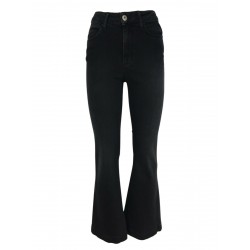 SHAFT high waisted jeans woman with zip black denim trumpet art PINOCCHIETTO SISSY