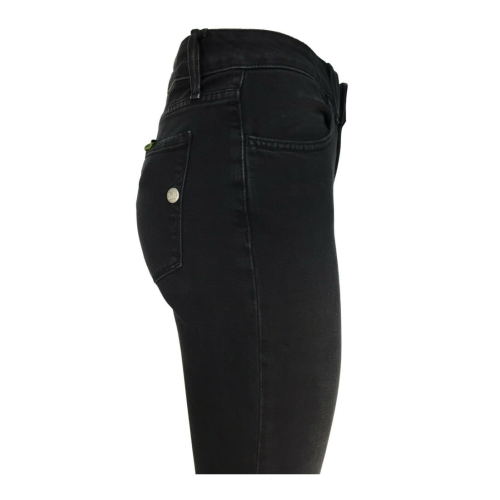 SHAFT jeans donna vita alta con zip denim nero a trombetta art PINOCCHIETTO SISSY