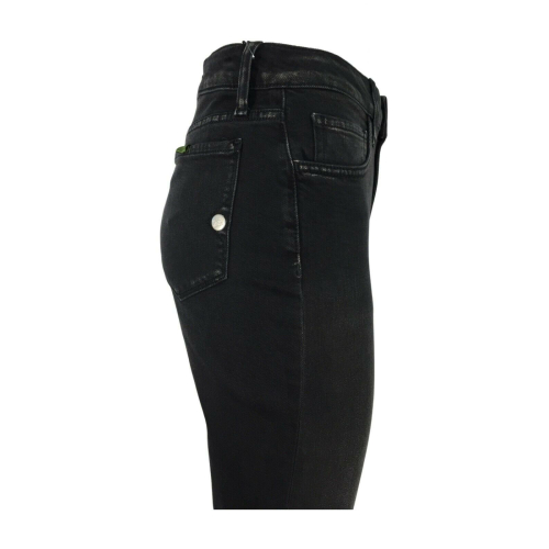 SHAFT jeans donna vita alta con zip denim nero art REGULAR MADE IN ITALY