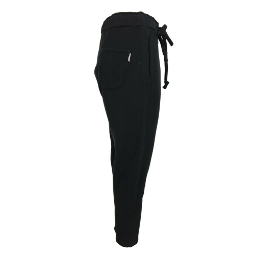 SOHO-T pantalone donna felpa garzata pesante nero lavato art INAGI 21WJ150 100% cotone MADE IN ITALY