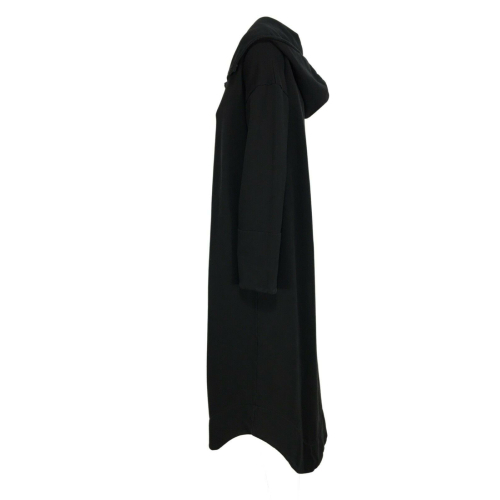 SOHO-T heavy brushed black washed fleece coat art CORINNE 21WJ150 100% cotton MADE IN ITALY