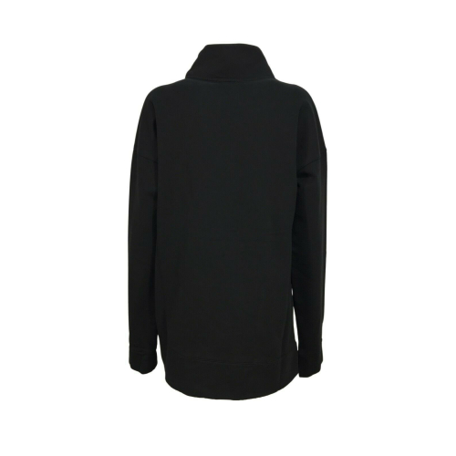 SOHO-T maxi heavy brushed sweatshirt woman over asymmetrical black washed SHILA MADE IN ITALY