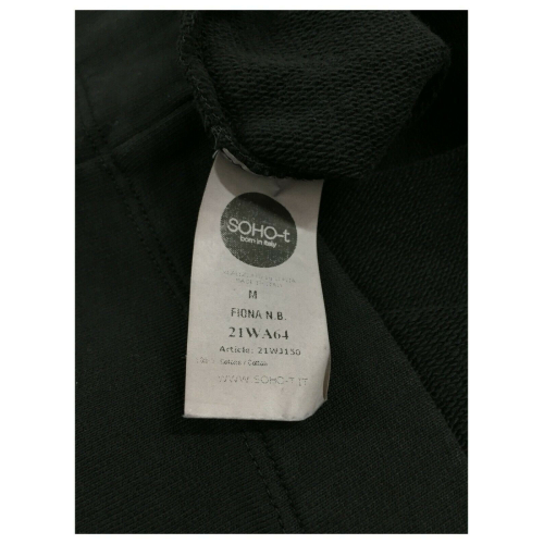 SOHO-T woman sweatshirt dress heavy brushed black washed over flared FIONA NB 21WJ150 100% cotton MADE IN ITALY
