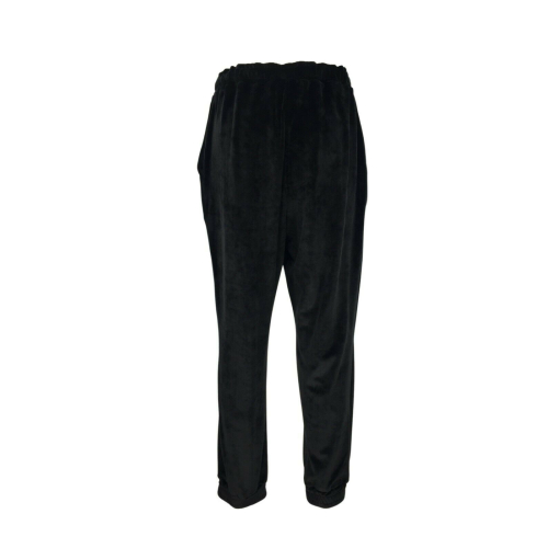 SOHO-T black chenille woman trousers art RAY 21WCN100 80% cotton 20% polyester MADE IN ITALY