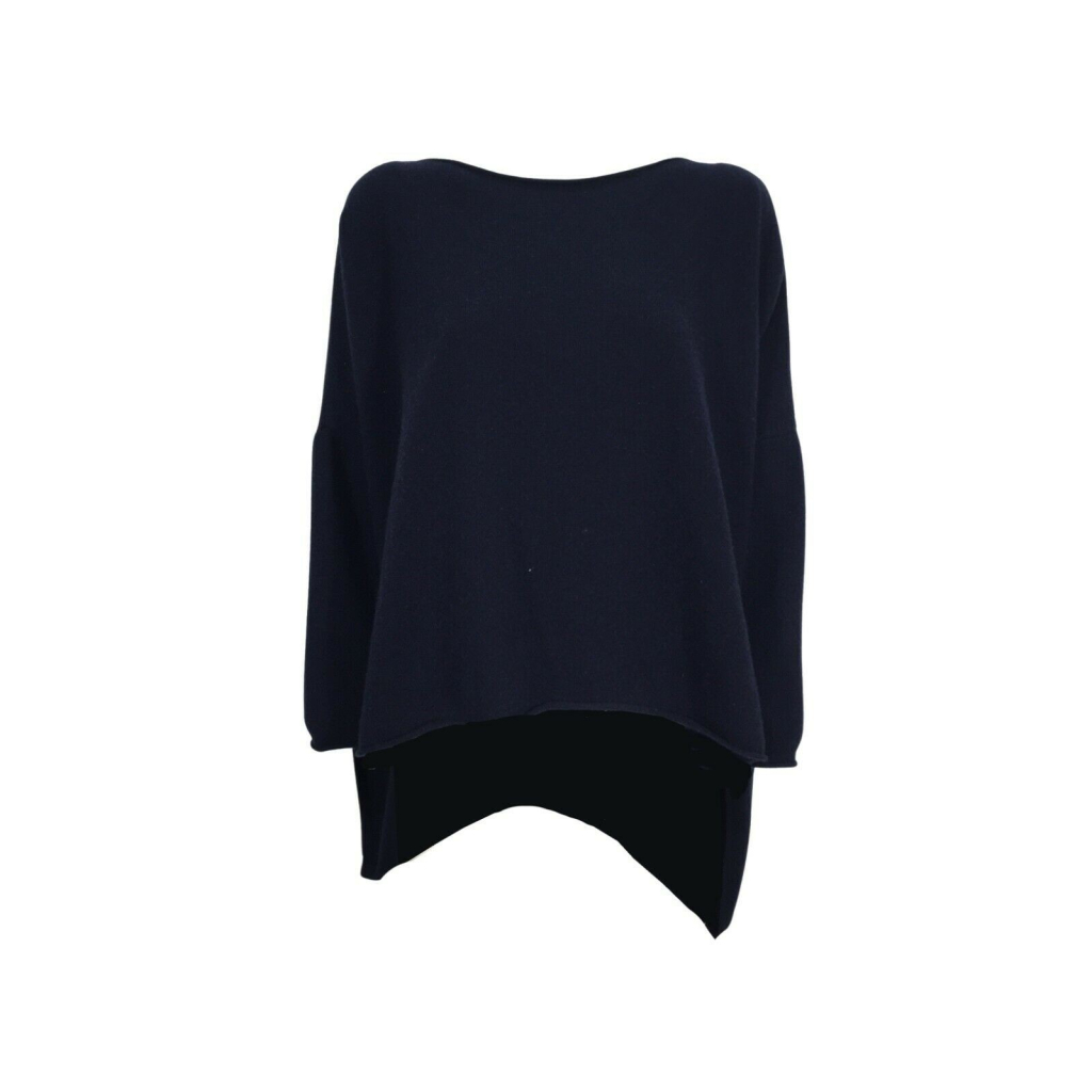 RE_BRANDED maglia donna blu over art Z1WC10 85% cashmere riciclato 15% altre fibre MADE IN ITALY