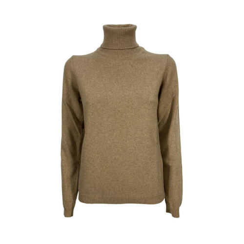 RE_BRANDED maglia donna slim cammello Z1WA03 85% cashmere riciclato 15% altre fibre MADE IN ITALY