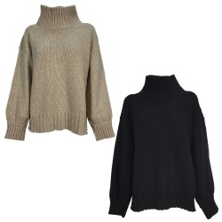 RE_BRANDED women's heavy half-neck sweater Z1WC22 85% recycled cashmere 15% other fibers MADE IN ITALY