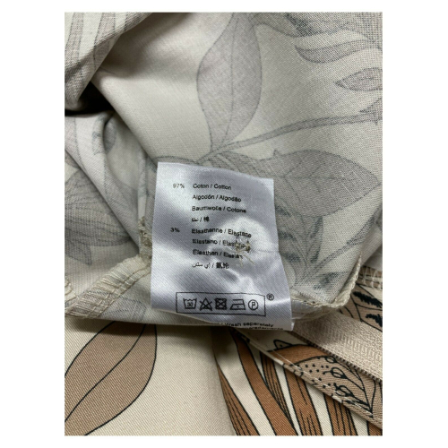 LA FEE MARABOUTEE beige / leather floral patterned woman trousers art FA-PA-MONA 97% cotton 3% elastane MADE IN ITALY