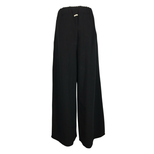 HUMILITY 1949 maxi-palazzo black brushed fleece trousers art HB-PA-MELODI MADE IN ITALY