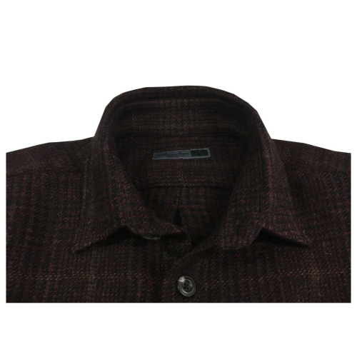 MESSAGERIE man shirt over Prince of Wales bordeaux / black G61943 T09176 MADE IN ITALY