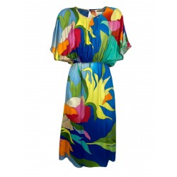 SEMICOUTURE dropped sleeve dress multicolor patterned round neck art Y2ST31 AMEDEE MADE IN ITALY