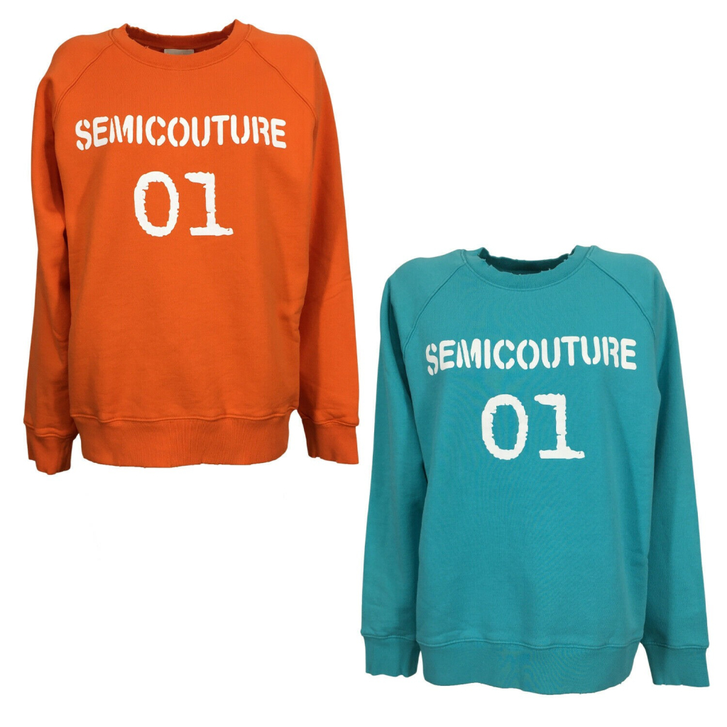 SEMICOUTURE woman sweatshirt with crewneck breaks art Y2SP05 100% cotton SEMICOUTURE woman sweatshirt with crewneck breaks art Y2SP05 100% cotton