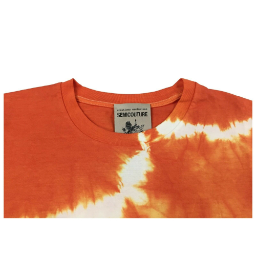 SEMICOUTURE orange tye-dye woman t-shirt art Y2SJ05 LOLITA 100% cotton MADE IN ITALY