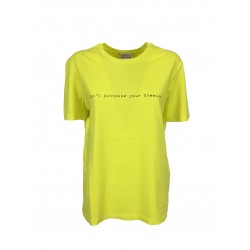 SEMICOUTURE lime woman t-shirt with black print art Y2SJ14 CELESTINE 100% cotton