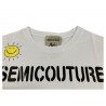 SEMICOUTURE white woman t-shirt black / red print art Y2SJ07 EMERAUDE 100% cotton