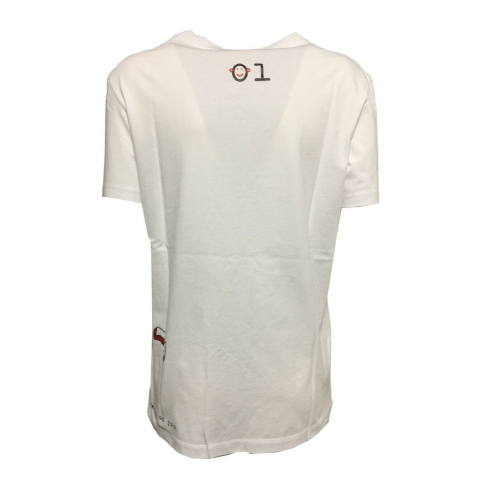 SEMICOUTURE t-shirt donna bianca stampa nero/rosso art Y2SJ07 EMERAUDE 100% cotone