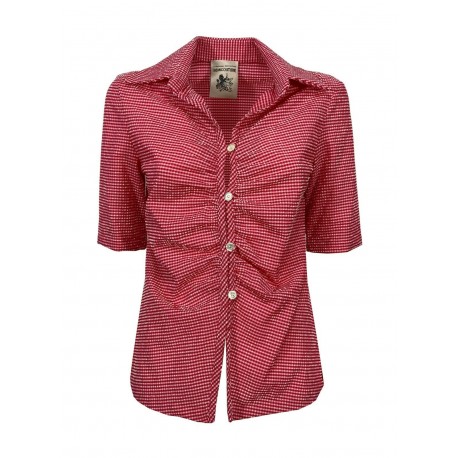 SEMICOUTURE woman vichy shirt white / red embossed art S2SO 02 CATHLEEN MADE IN ITALY