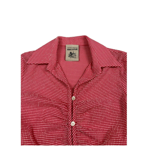 SEMICOUTURE woman vichy shirt white / red embossed art S2SO 02 CATHLEEN MADE IN ITALY
