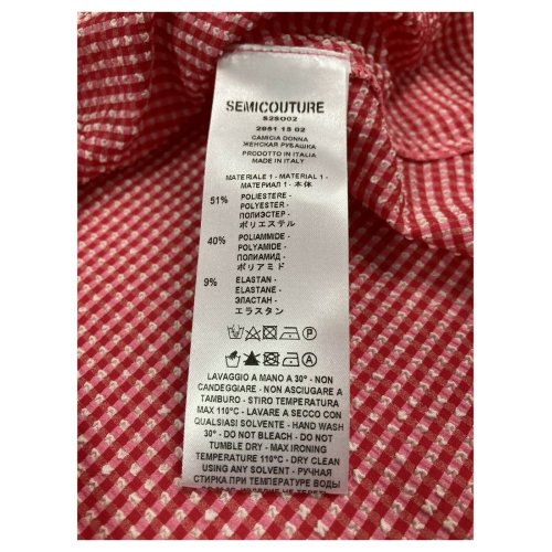 SEMICOUTURE woman vichy shirt white / red embossed art S2SO 02 CATHLEEN MADE IN ITALY