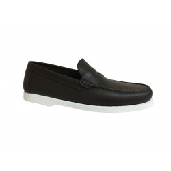 ICON LAB moccasin man unlined dark brown calf white boat bottom 2154 / INS CALF MADE IN ITALY