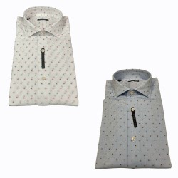 BROUBACK slim washed man shirt with polka dots NISIDA 38 T72 MADE IN ITALY