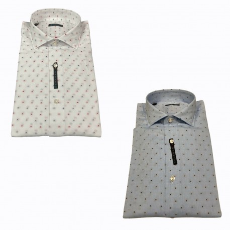 BROUBACK slim washed man shirt with polka dots NISIDA 38 T72 MADE IN ITALY