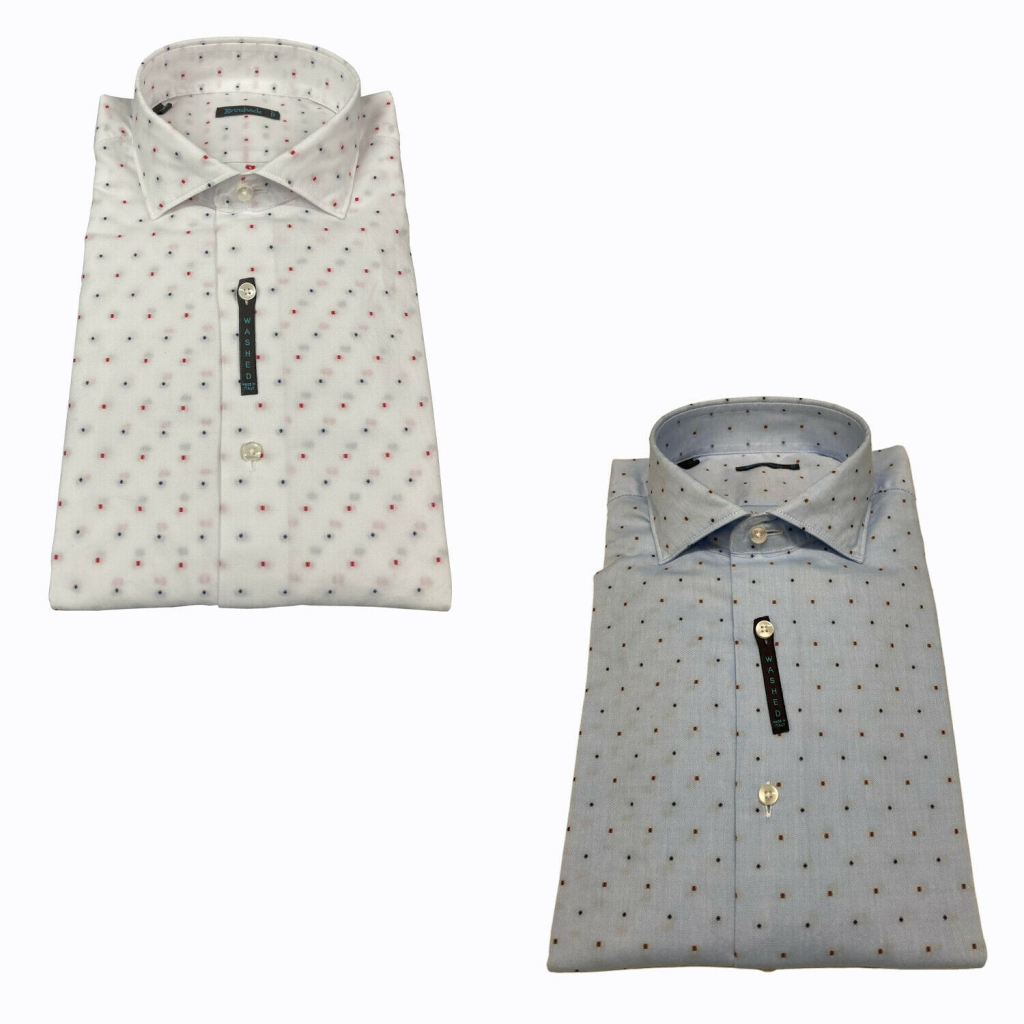 BROUBACK slim washed man shirt with polka dots NISIDA 38 T72 MADE IN ITALY BROUBACK slim washed man shirt with polka dots NISIDA 38 T72 MADE IN ITALY