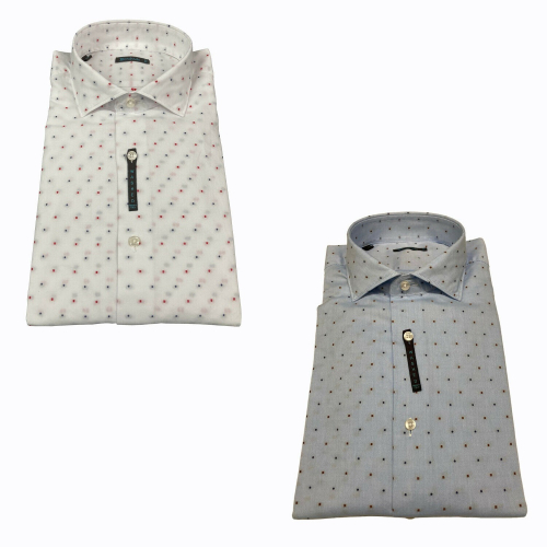 BROUBACK slim washed man shirt with polka dots NISIDA 38 T72 MADE IN ITALY