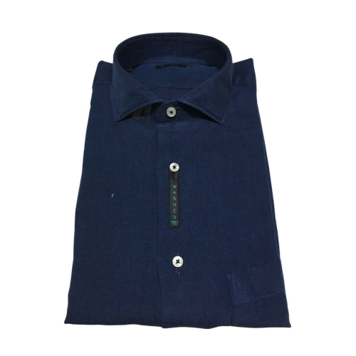 BROUBACK camicia uomo lino washed con taschino NISIDA 38 T50 100% lino MADE IN ITALY