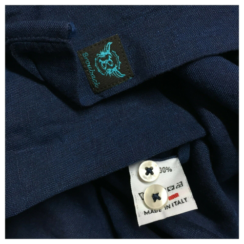 BROUBACK camicia uomo lino washed con taschino NISIDA 38 T50 100% lino MADE IN ITALY