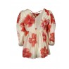 LIVIANA CONTI blouse woman floral pattern écru / coral L2SU60 MADE IN ITALY