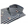BRANCACCIO men's shirt slim blue lines and flowers art GIO 'PS L10 FDP1021 100% cotton